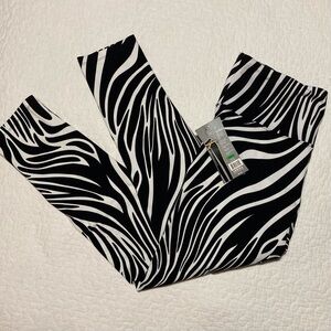 Slimsation By Multiples Zebra Print Leggings - Black and White